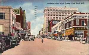 Little Rock Arkansas AR Street Scene Linen Vintage Postcard