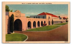 1939 US Marine Corps Base, San Diego, CA Postcard *5U8