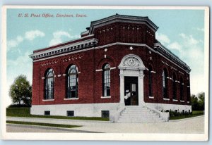 Denison Iowa IA Postcard U. S. Post Office Building Exterior c1920's Antique