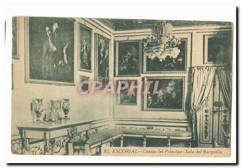 Spain Espana Postcard Old El Escorial Casita del Principe Sala del Barquillo