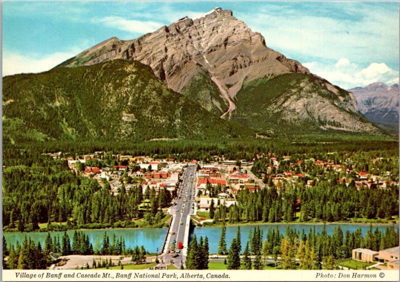 Canada Alberta Banff National Park Banff Village and Cascade Mountains