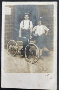 Mint USA Real Picture Postcard Boys And Vintage Bike Bicycle
