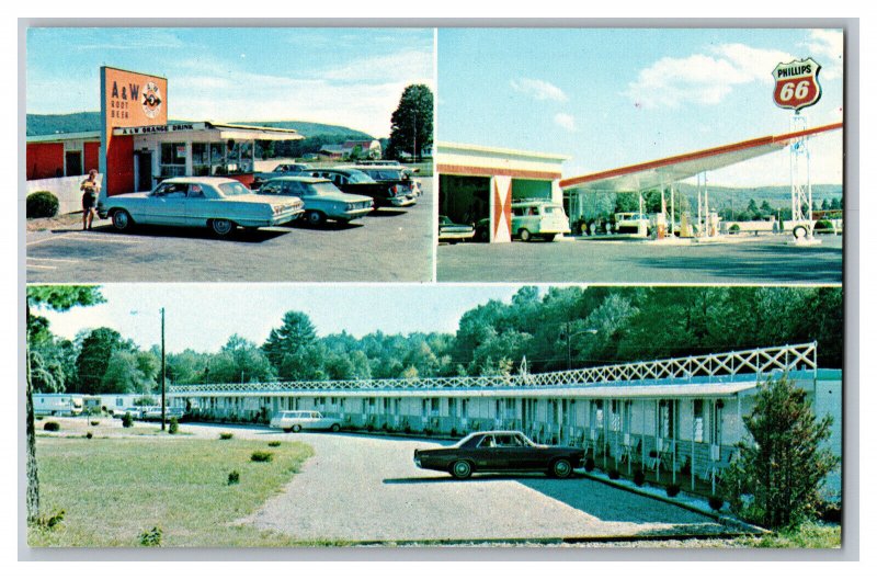 Postcard VT Belmont Mobile Court Motel Bellows Falls Vermont A&W Phillips 66 