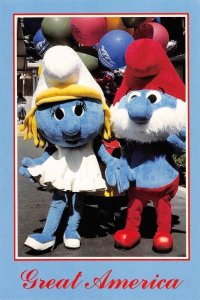 SMURFS Amusement Park GREAT AMERICA Smurfettes 4x6 Vintage Postcard