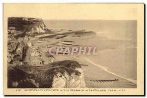 Old Postcard Saint Valery en Caux Vue Generale The downstream Cliffs