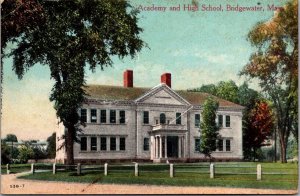 Academy and High School, Bridgewater MA Vintage Postcard S51