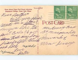 1940's BRIDGE SCENE Cape Cod Canal - Bourne Massachusetts MA H9154