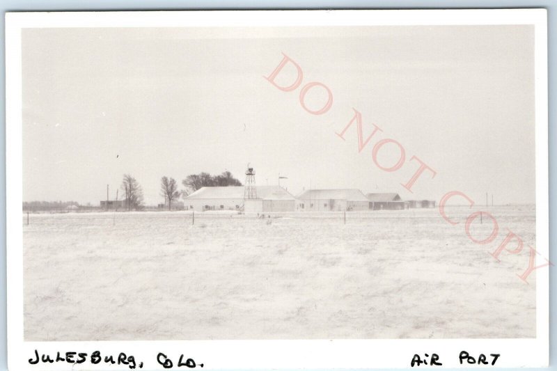 c1983 Julesburg, Colo RPPC Airport Real Photo Airplane Hanger Postcard CO A98