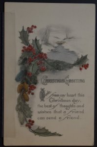 Vintage Christmas Postcard Christmas Greeting - 1914 to Newark, NJ