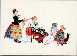 German Artist Hahn -Women doing hair postcard