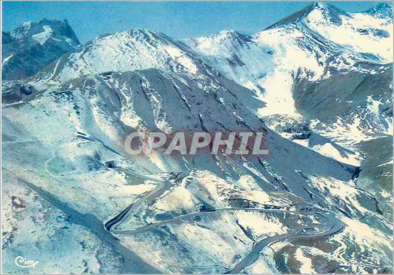 Postcard Modern Col du Galibier (Htes Alps) Alt 2654 m Laces Road and Tunnel ...