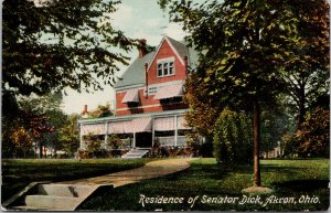 Akron OH Residence of Senator Dick c1910 WG Burr Postcard F85