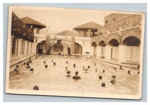 Vintage Early 1900's RPPC Postcard Banff Canada Swimming Pool Bathers POSTED