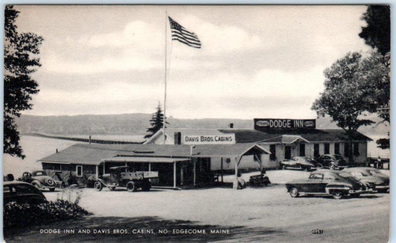 NORTH EDGECOMB, Maine  ME   DODGE INN & DAVIS BROS. CABINS  c1940s  Postcard