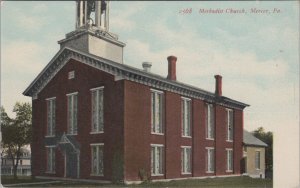 Postcard Methodist Church Mercer PA