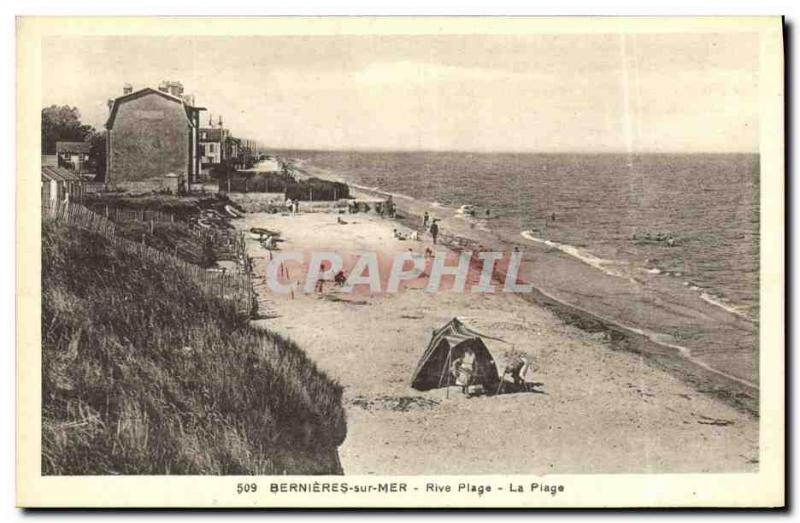 Old Postcard Bernieres Sur Mer Shore Beach The Beach