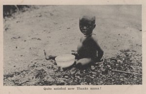Zanzibar African Child Eating Pot Thanks Mama Antique Comic Postcard
