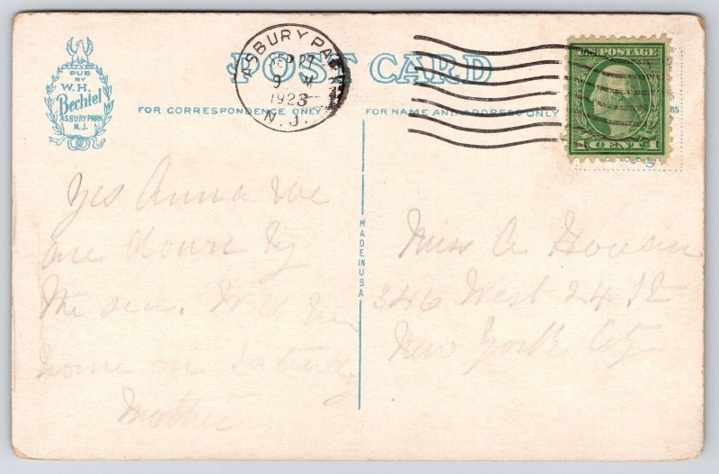 1923 Boardwalk And Natatorium Asbury Park New Jersey NJ Crowded Posted Postcard