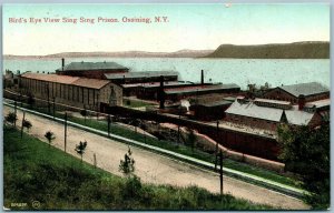 OSSINING NY SING SING PRISON BIRDS EYE VIEW ANTIQUE POSTCARD