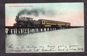 Galveston Bay Bridge Train Crossing 1910 Postcard