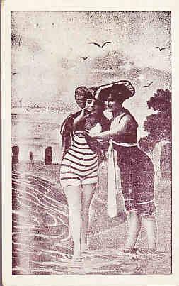 Two Women in Old Style Bathing Suits