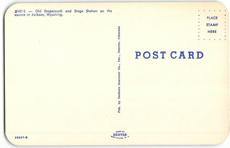 Stagecoach Station JACKSON HOLE Wyoming 1960s Chrome Vintage Postcard