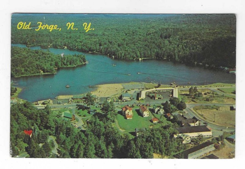 1960's Old Forge, New York Aerial View Chrome Postcard