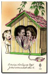 Old Postcard Fantaisie Dog kennel