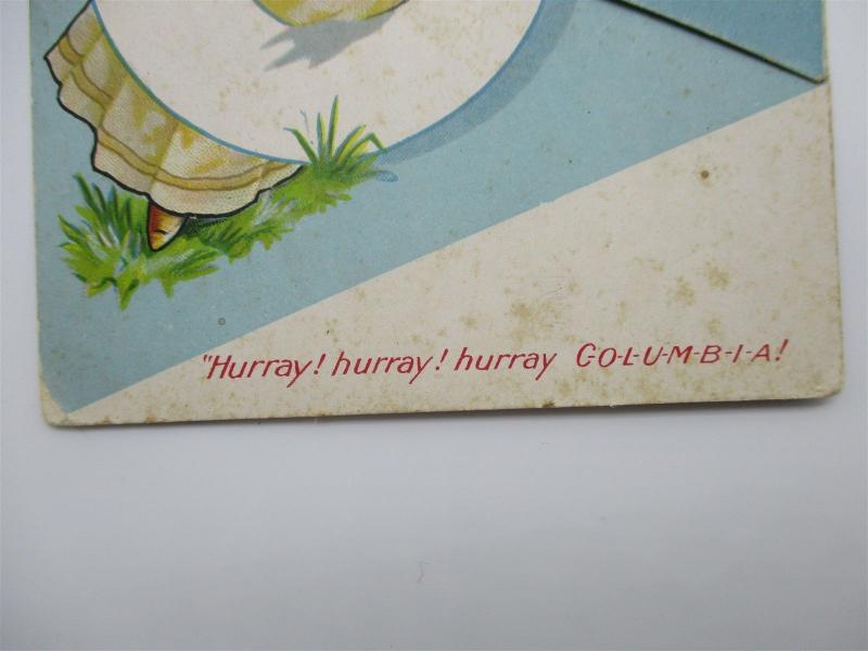 Folding Pennant Postcard, Hurray Columbia College Girl Series Vintage L10