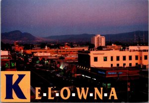 Canada British Columbia Kelowna Bernard Avenue Looking East At Dusk