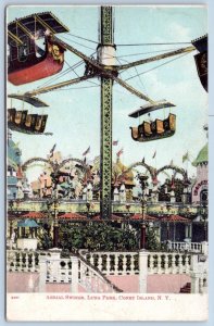 Pre-1908 AERIAL SWING LUNA PARK COLOR CONEY ISLAND NY LANGSDORF & CO #2011