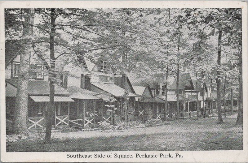 Postcard Southeast Side Square Perkasie Park PA