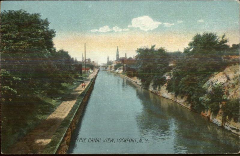 Lockport NY Erie Canal View c1910 Postcard 