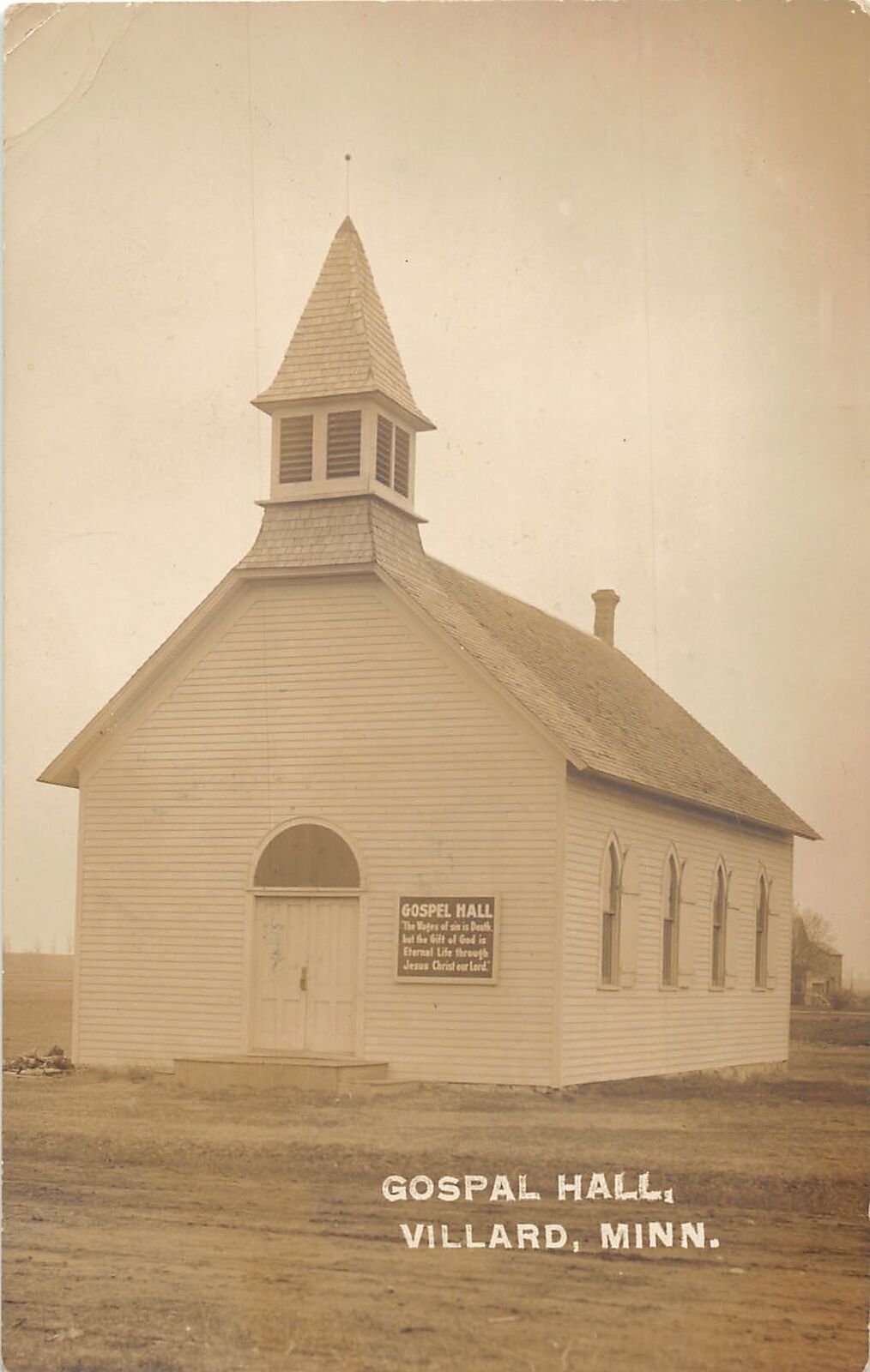 J17/ Villard Minnesota RPPC Postcard c1910 Gospel Hall Building Church 75 United States