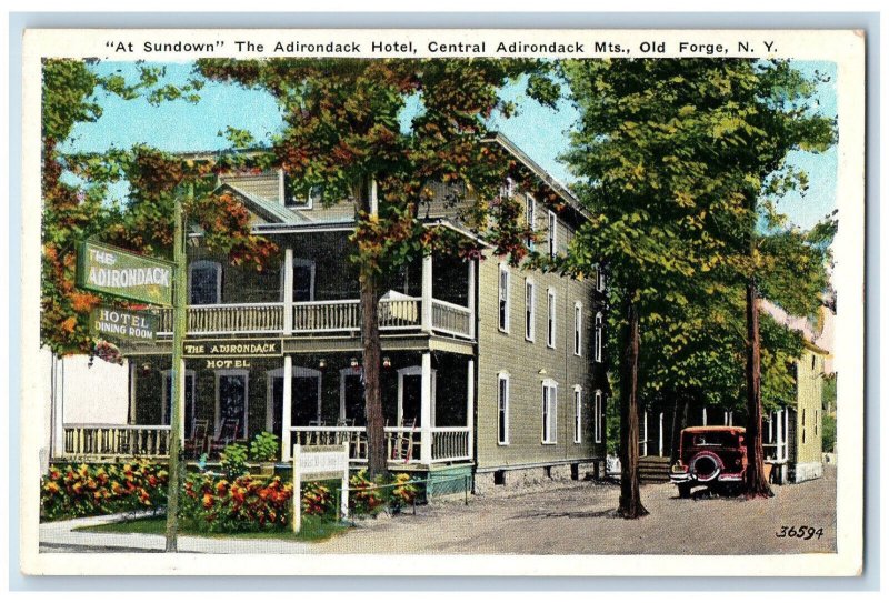 c1920's At Sundown The Adirondack Hotel Central Adirondack Mts. NY Postcard 