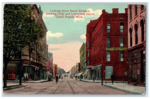 c1905s Looking South Division Cody And Livingston Hotel Grand Rapids MI Postcard