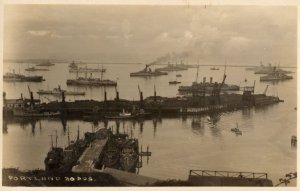 Portland Roads Military Ship Harbour WW1 Old Postcard