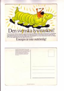 Cartoon Caterpillar with Radio Antenna, Den Svenska Lysmasken, Sweden, 1974