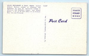 ALLENTOWN, PA~ WALP'S RESTAURANT  c1940s Car Roadside Linen Postcard