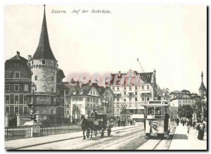 Modern Postcard Luzern. Auf der Seebruecke