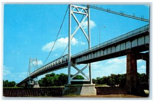 c1960 Gateway Bridge Crossing Mississippi River Clinton Iowa IA Vintage Postcard