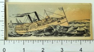 1870's Paddle Steamer Going Into Provincetown Harbor Cape Cod Victorian Card F73