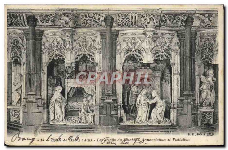 Postcard Ancient Church of Brou The details of the Annunciation Altarpiece an...