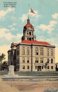 Billings Montana Court House Webb Fountain Street View Antique Postcard K21808