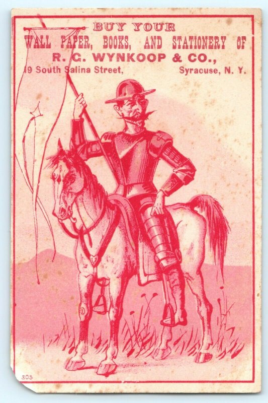 x3 c1880s Syracuse Salina Wynkoop Artistic Odd Weird Knight Trade Card SET C16