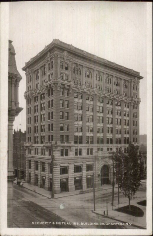 Binghamton NY Security & Mutual Ins Bldg c1910 Real Photo Postcard