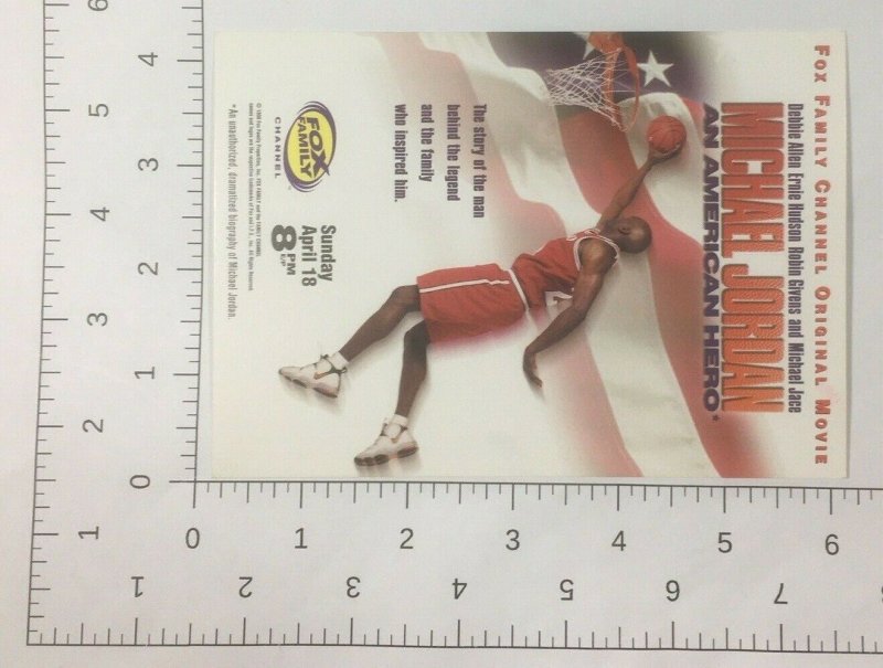 1999 Michael Jordan Postcard In Flight Fox Family Channel An American Hero Ex+