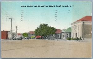 WESTHAMPTON BEACH LONG ISLAND NY MAIN STREET 1945 VINTAGE POSTCARD