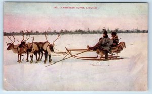 Reindeer Outfit LAPLAND Finland Postcard