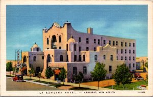 Linen Postcard La Caverna Hotel in Carlsbad, New Mexico